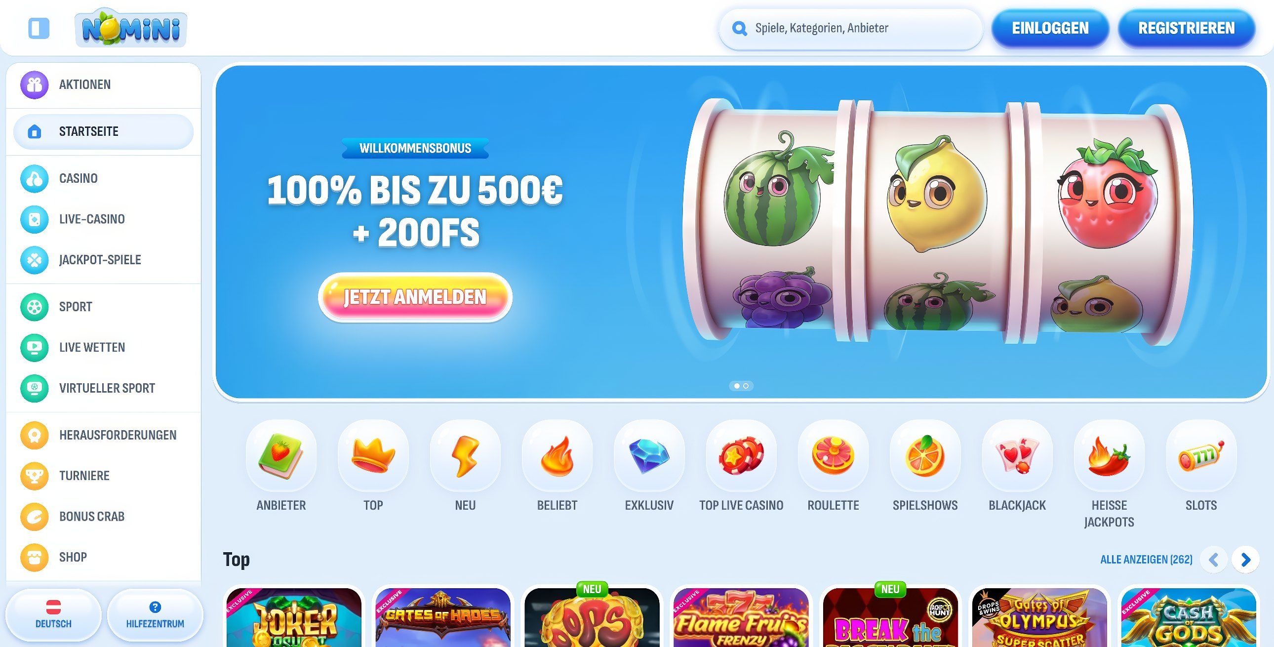 Nomini Casino desktop screenshot 1